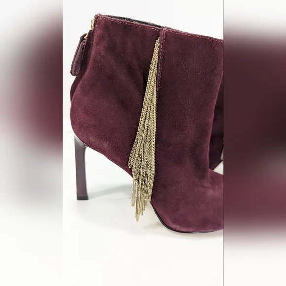 Nine West Womens 25021953-466 leather high heel Uloveit Ankle Bootie Wine Size 5 - Picture 10 of 12